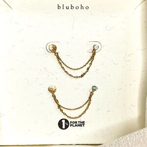 Bluboho 14k gold Blue Lagoon Chain Earrings